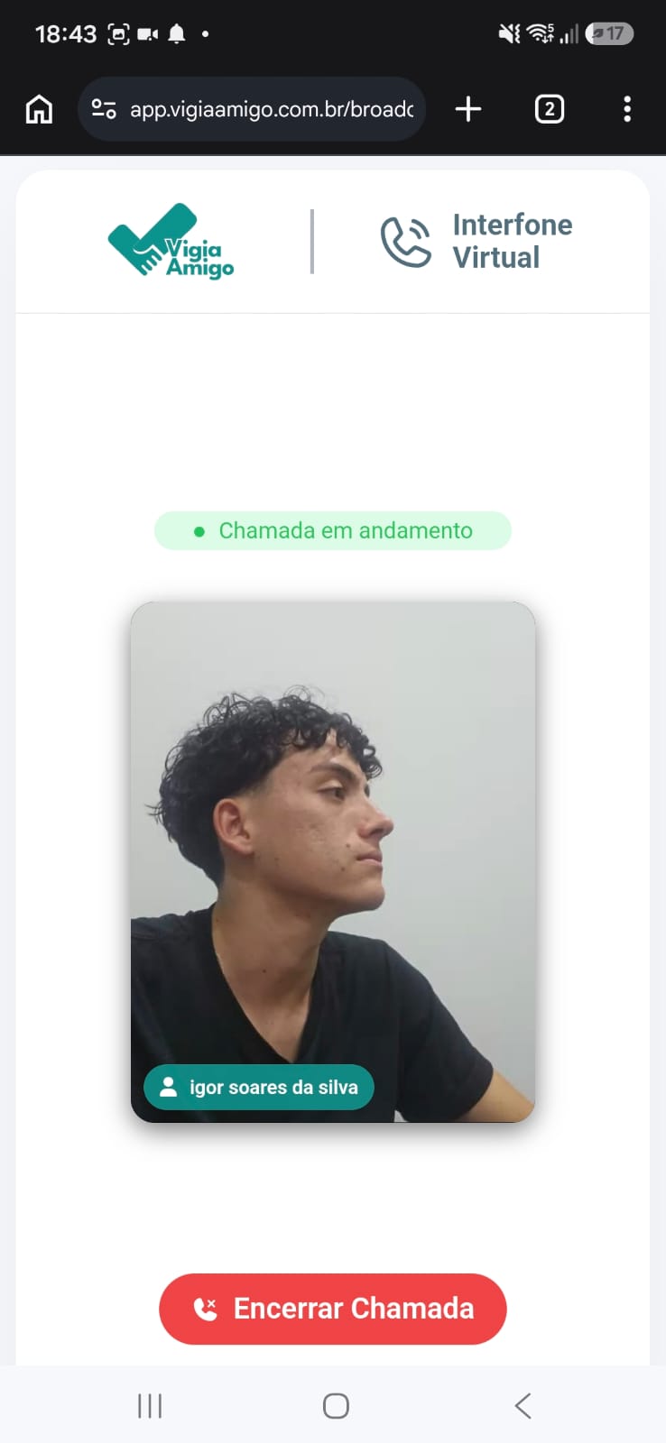 Tela de interfone OnlineGuard
