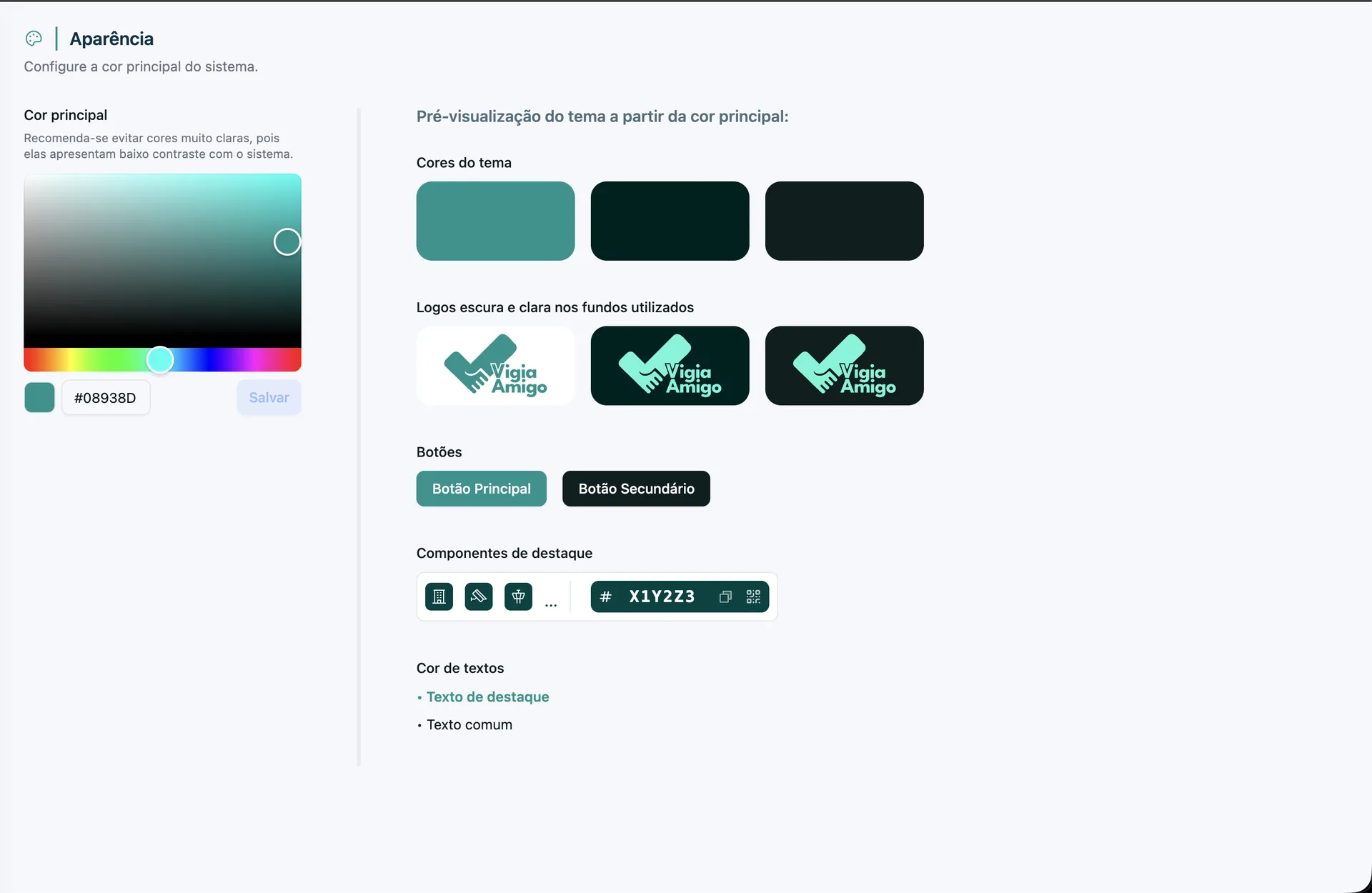 Personalização de cores e aparência na OnlineGuard