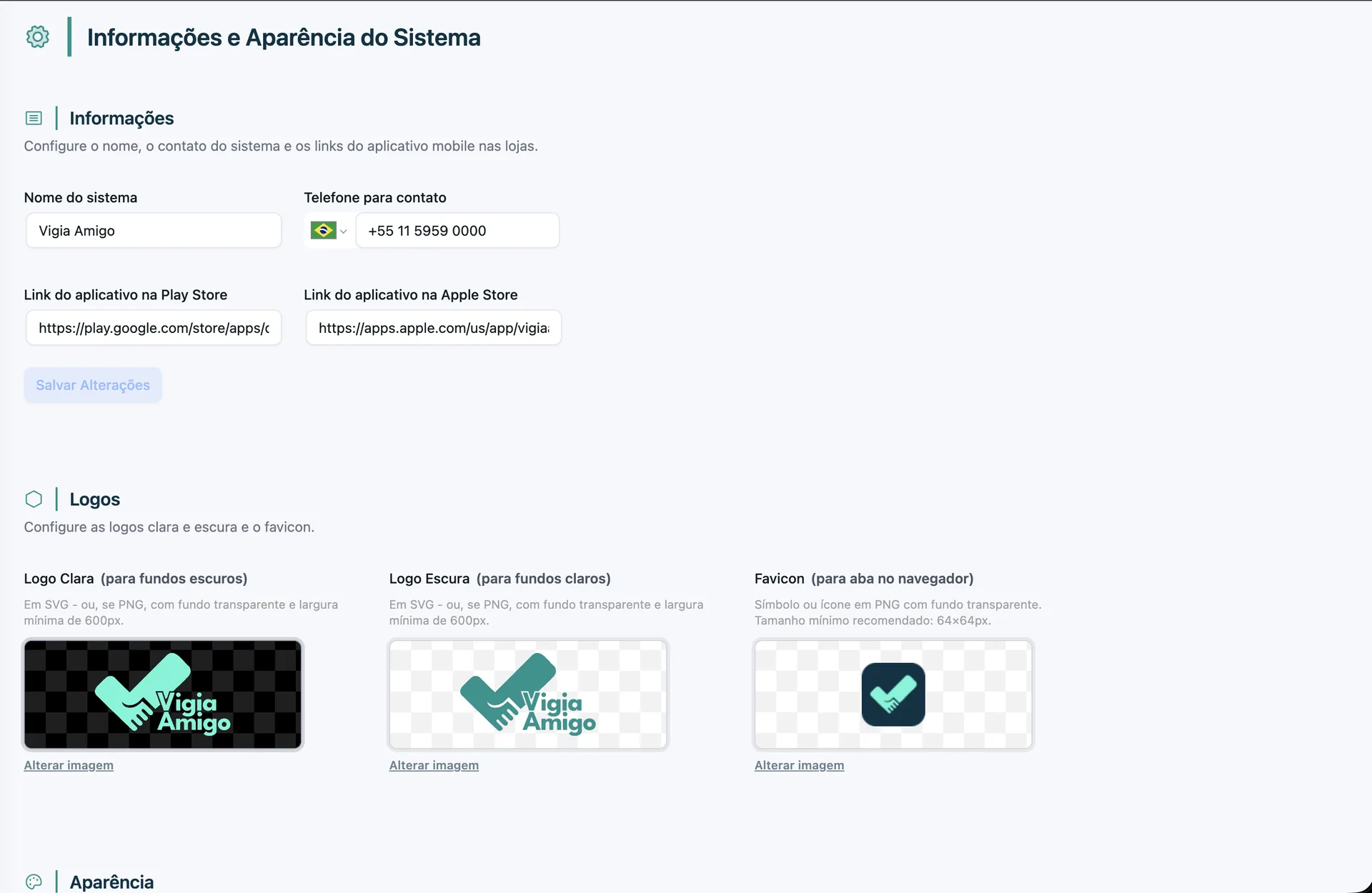 Personalização de nome, logos e canais na OnlineGuard